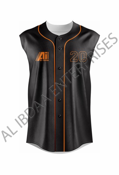 Black Baseball Full Button Jersey